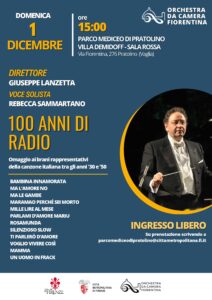 locandina con programma del concerto, e foto del direttore Giuseppe Lanzetta