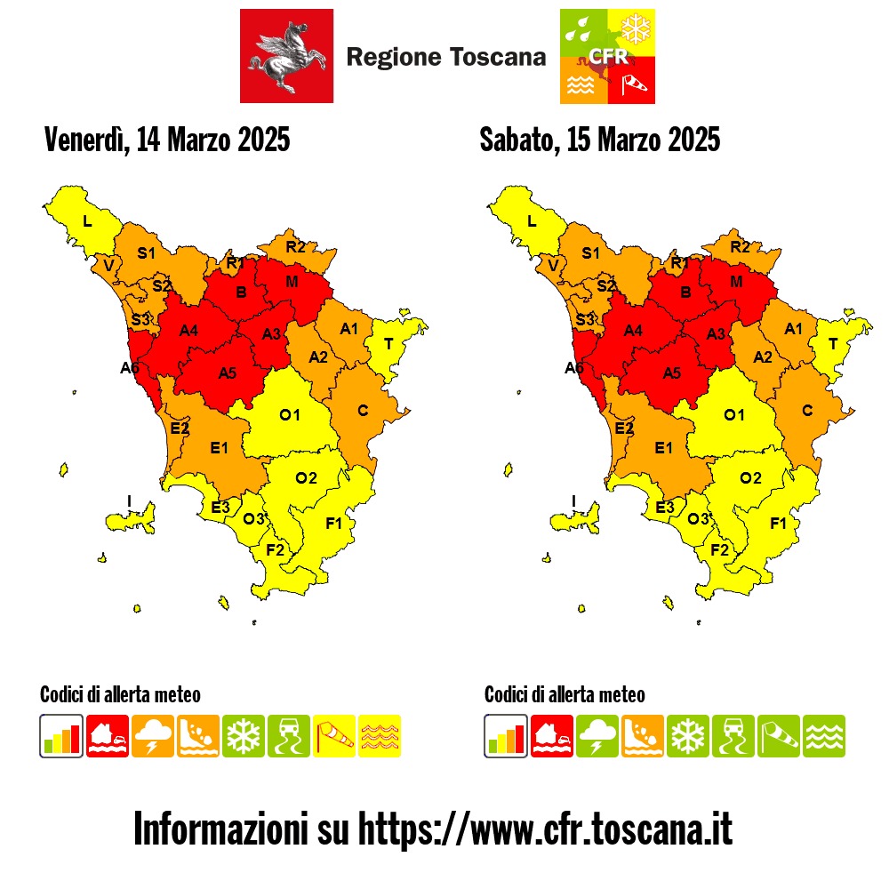 previsioni regione venerdì 14 e sabato 15