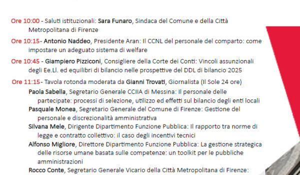 Il programma del convegno Enti locali efficienza ed economicità- 18 dicembre-sala luca Giordano