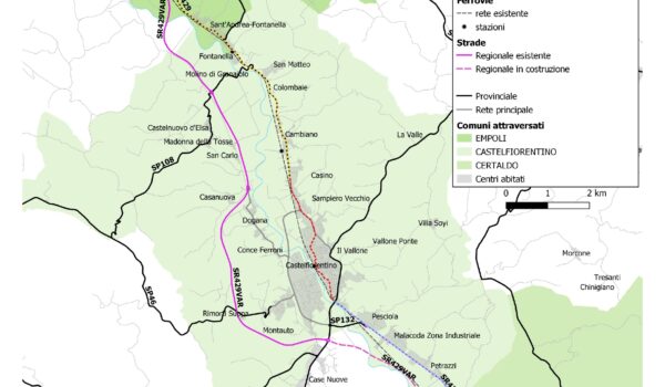 estratto dal progetto Ipotesi del tracciato della ciclovia dell'Empolese Valdelsa