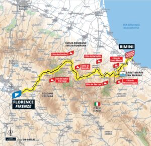 Cartina con prima tappa del Tour de France