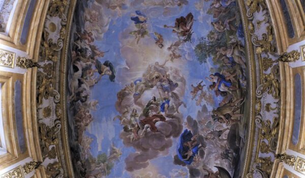soffitto della sala Luca Giordano con i suoi affreschi